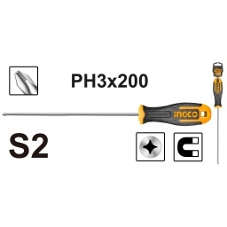 DESTORNILLADOR PHILLIPS S2 PH3 8X200MM INGCO HS68PH3200