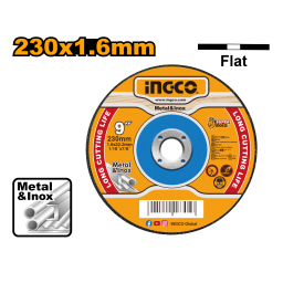 DISCO ABRASIVO CORTE METAL 9 X 1.6MM CENTRO PLANO INGCO MCD162301