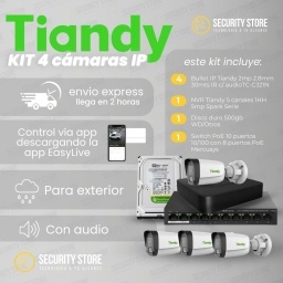 Kit 4 canales 1080p Tiandy (disco+switch)