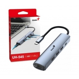 Hub Genius USB-C a USB-A, USB-C y RJ-45