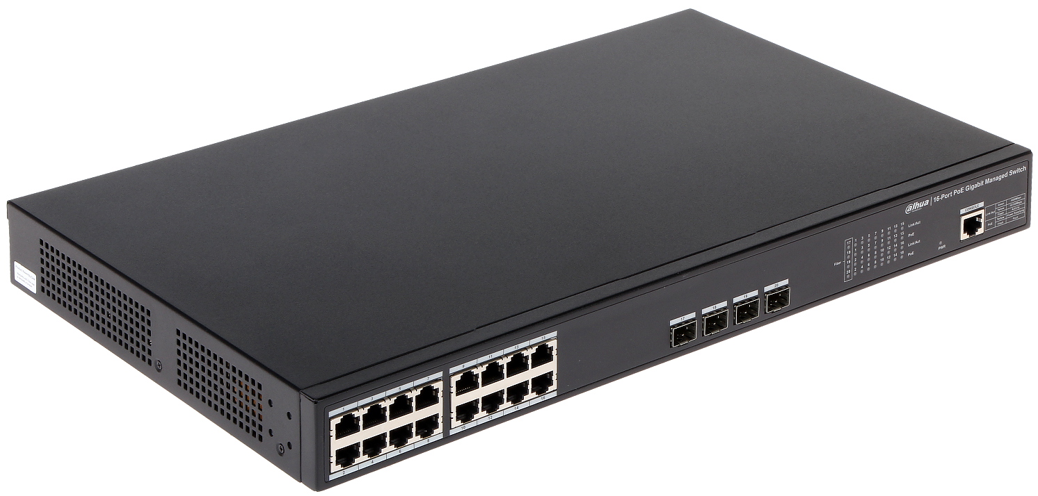 Switch PoE 16 puertos + 2 SFP Uplink 135w Dahua